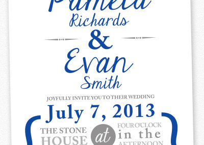 blue and white invite